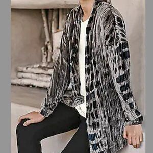 NEW PureJill Shibori-Print Crushed Velvet Jacket Metallic Large Petite